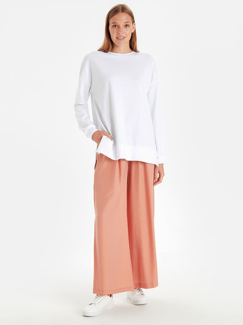 Pembe Rahat Kalıp Kadın Pantolon