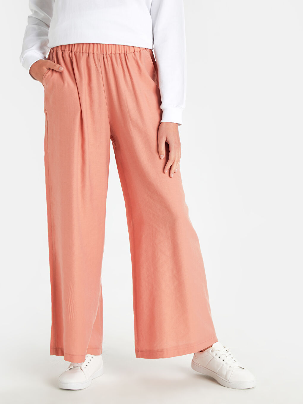 Pembe Rahat Kalıp Kadın Pantolon-1