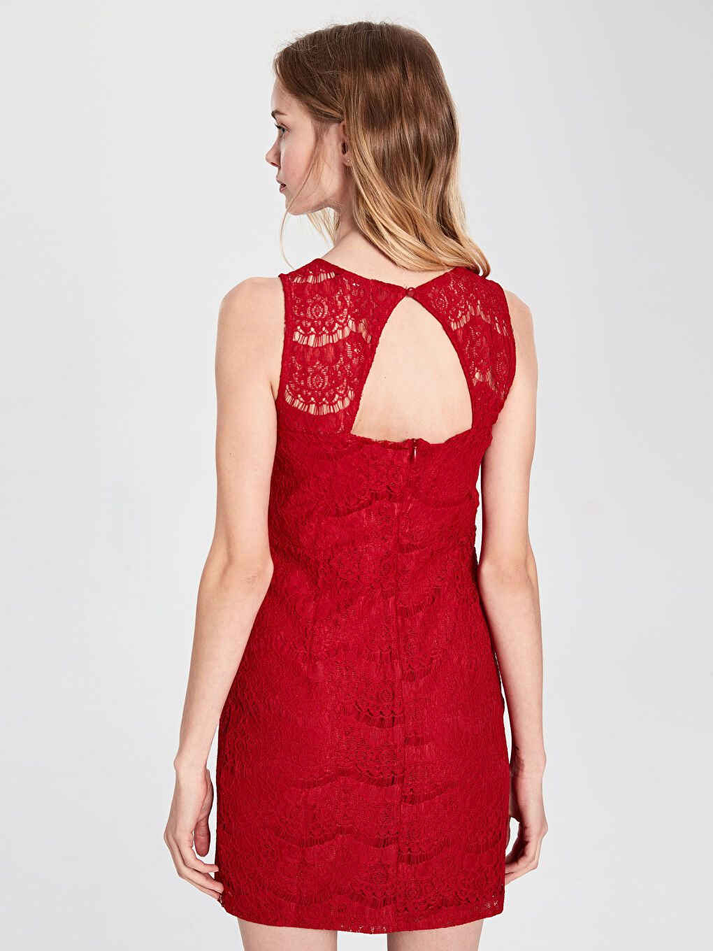 LCW Vision Rundhals Ärmelloses Spitzenkleid für Damen -9WN789Z8-CRT