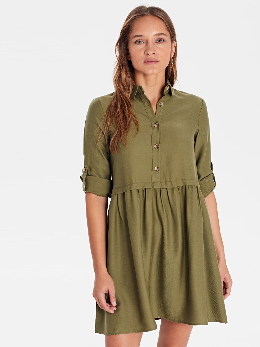 Shirt Collar Long Sleeve Women's Dress-1