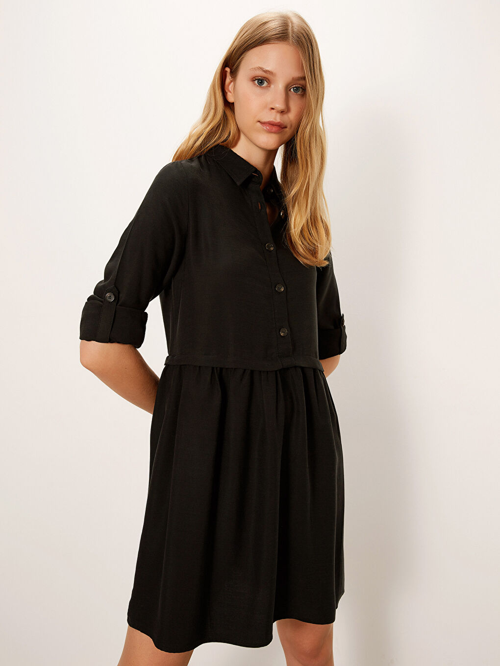Shirt Collar Long Sleeve Women's Dress-1