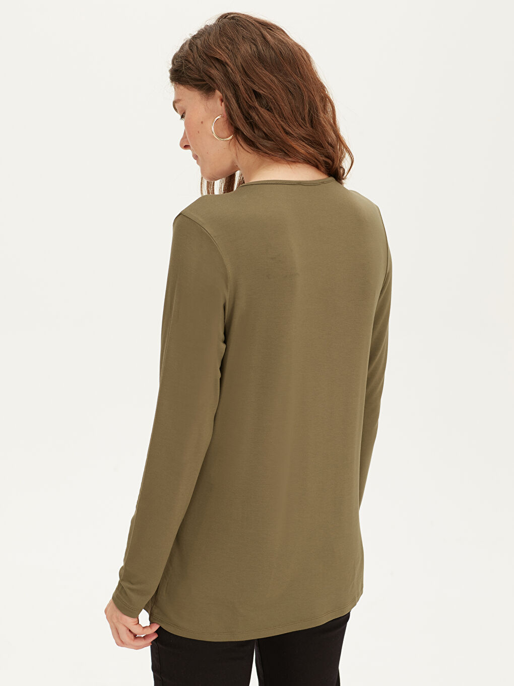 Crew Neck Long Sleeve Viscose Women's T-Shirt-3