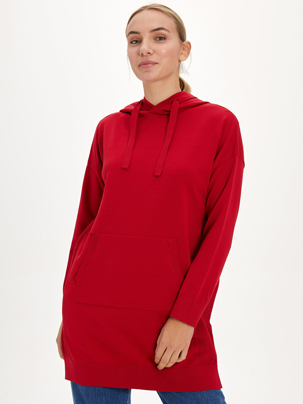 Kırmızı Kapüşonlu Kadın Tunik-1