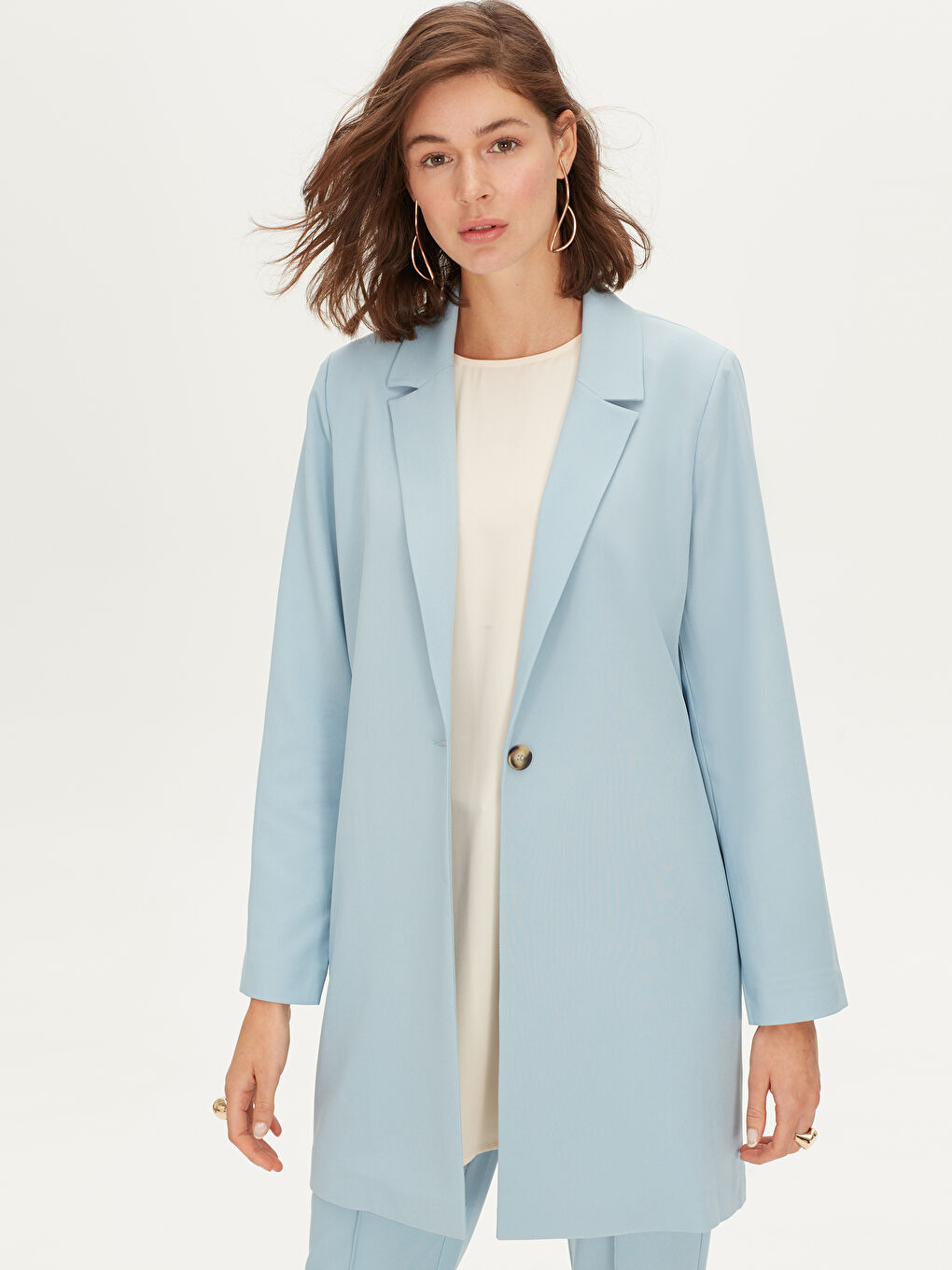 Mavi Standart Fit Ceket Yaka Uzun Kollu Kadın Ceket-1