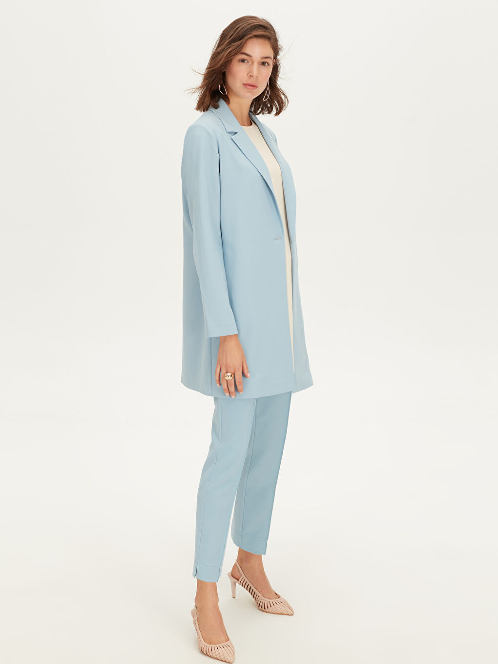 Mavi Standart Fit Ceket Yaka Uzun Kollu Kadın Ceket-2