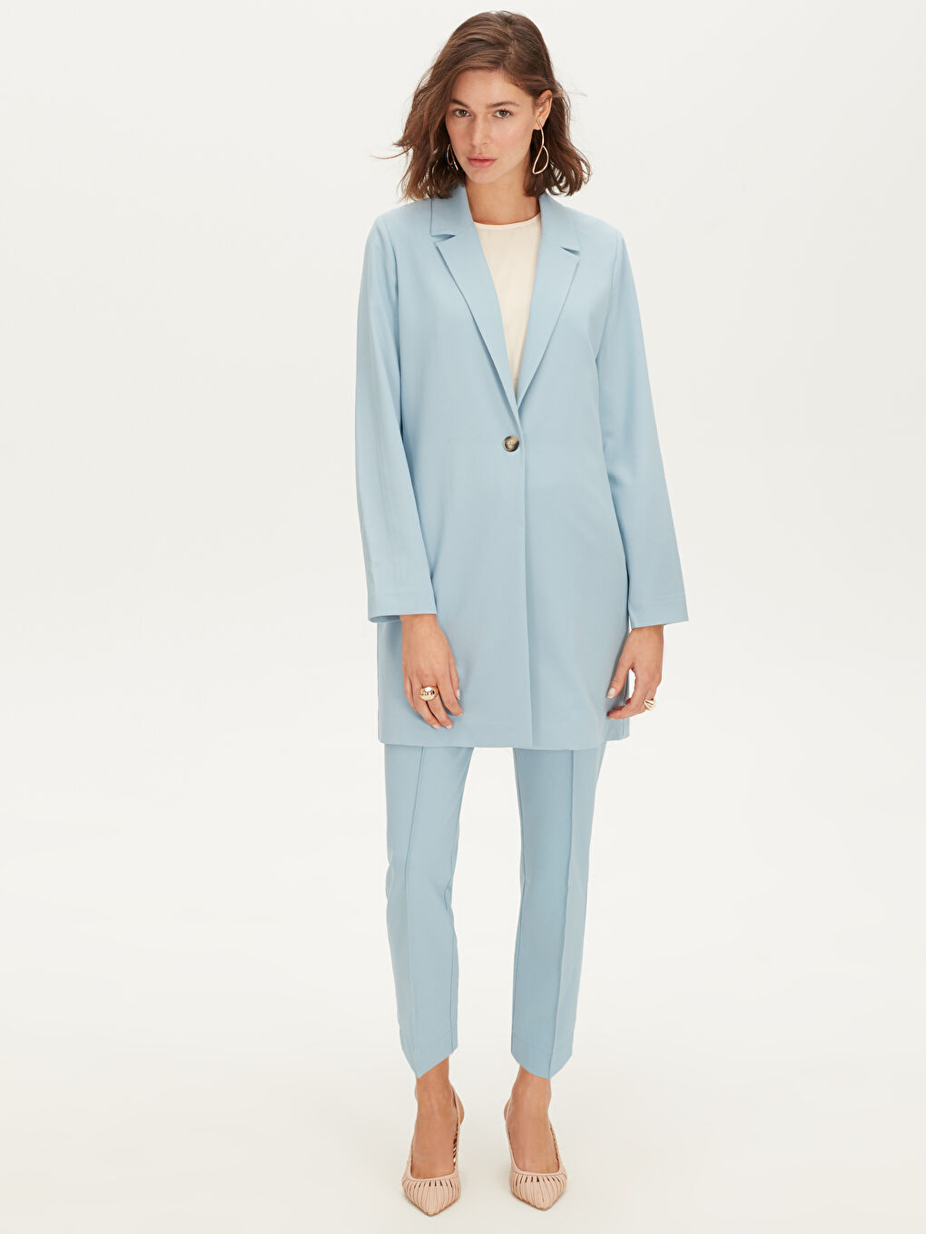 Mavi Standart Fit Ceket Yaka Uzun Kollu Kadın Ceket-3