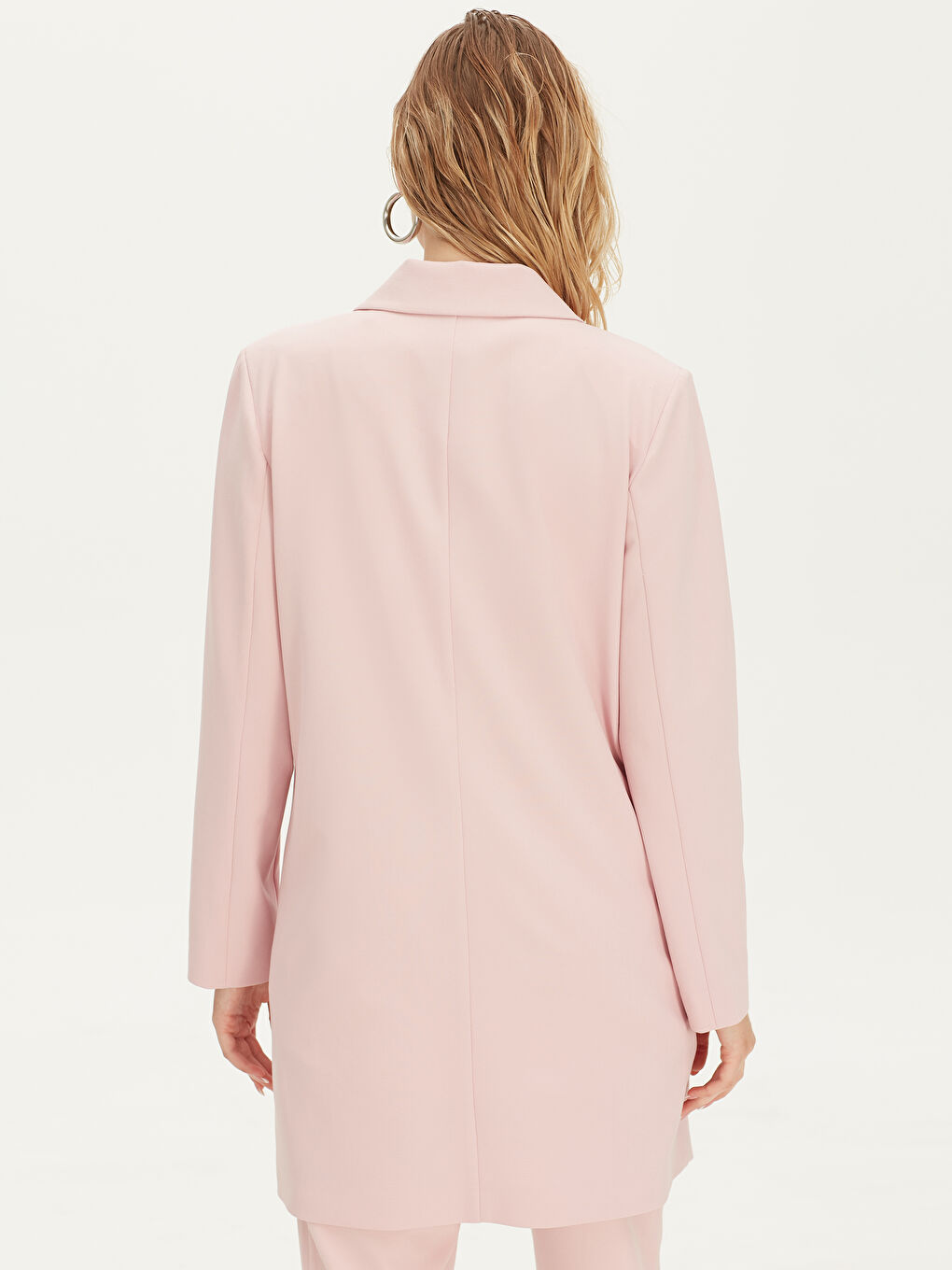 Pembe Standart Fit Ceket Yaka Uzun Kollu Kadın Ceket-3