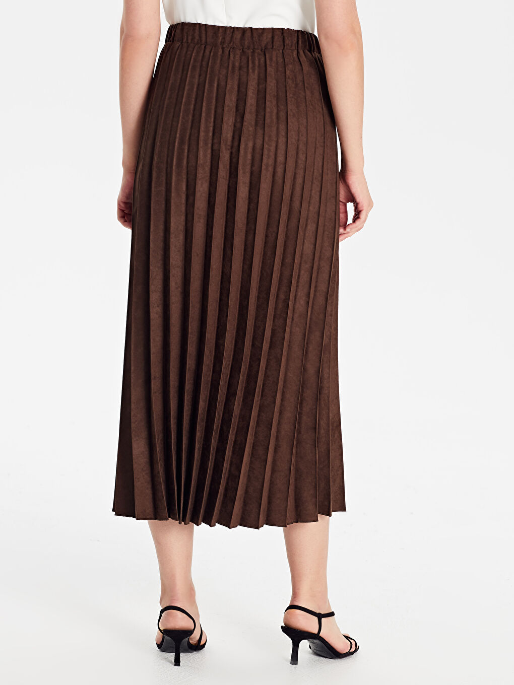 Kahverengi Rahat Kalıp Süet Kadın Etek-2