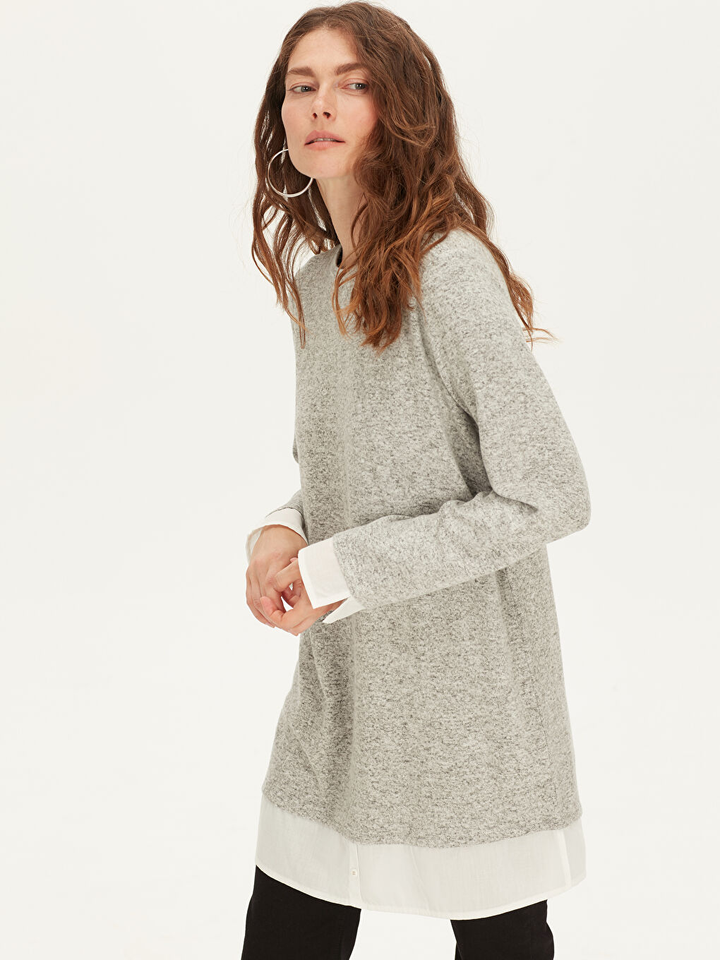 Gri Uzun Kollu Kadın Tunik