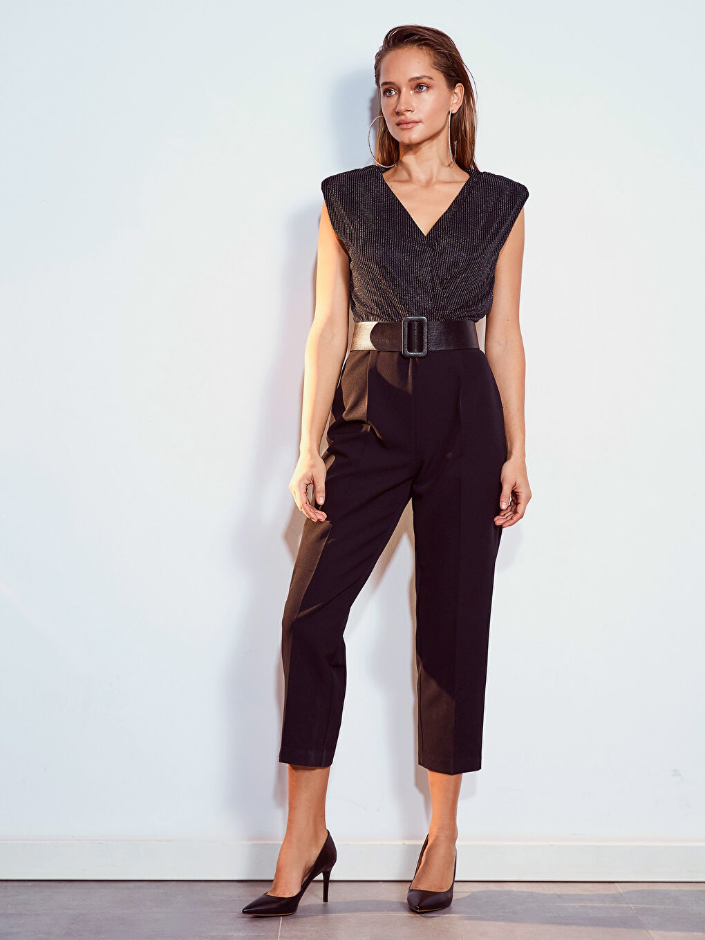 LCW Vision Crossed Neck Bright Ankle Length Romper -9WO510Z8-CVL