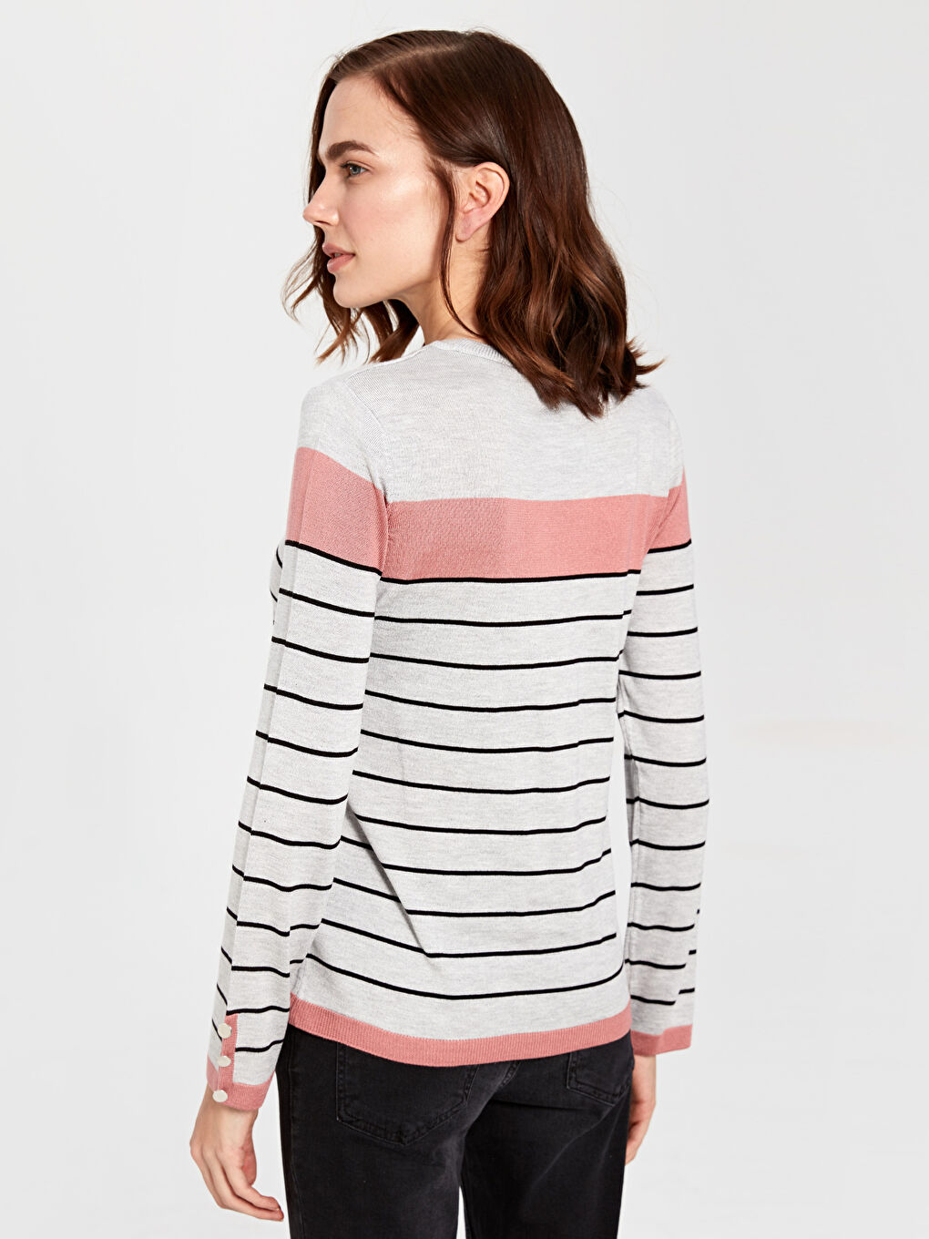 LCWAIKIKI Basic Thin Long Sleeve Striped Sweater Women's Sweater -9WO521Z8-DD0