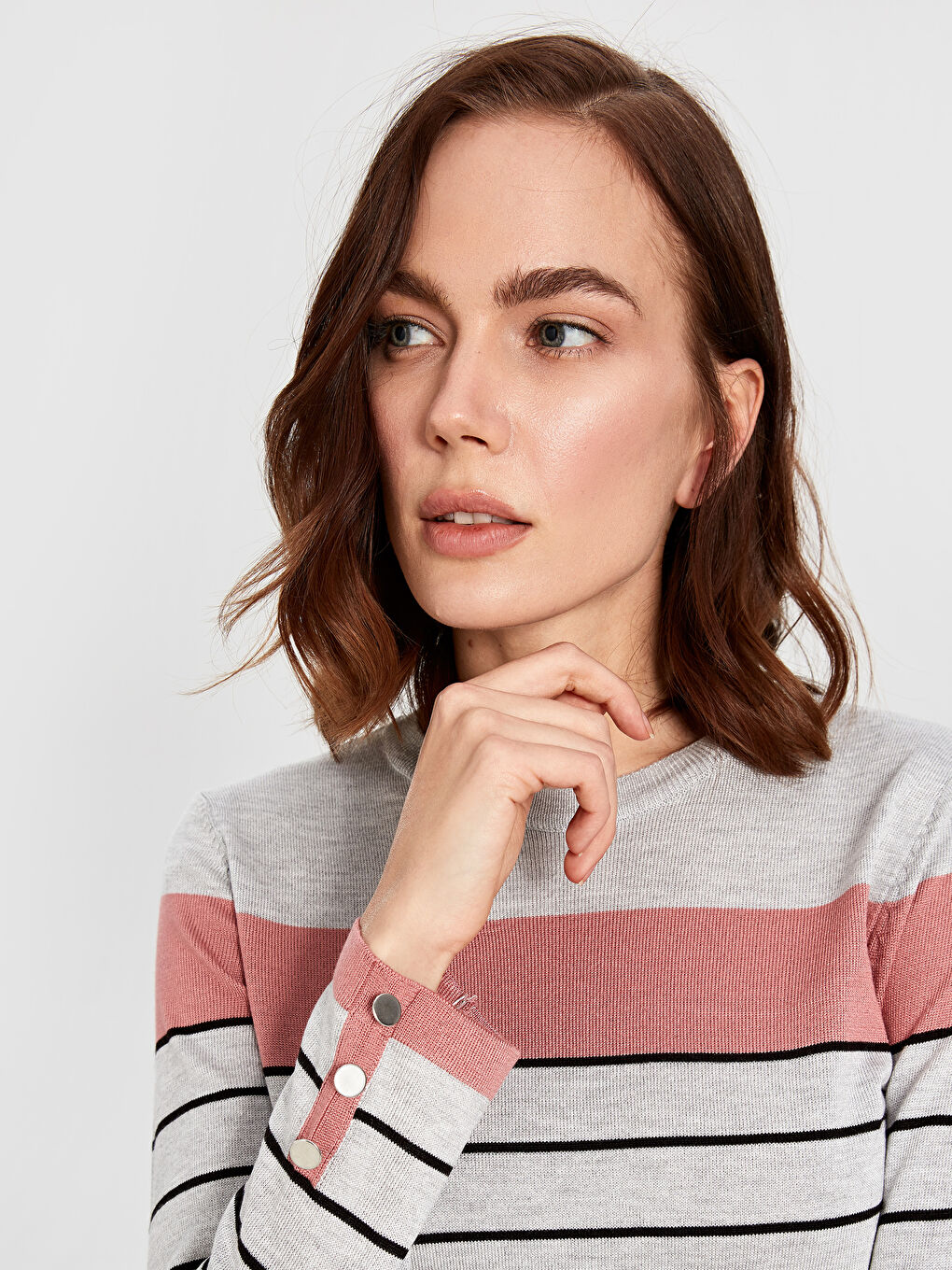 LCWAIKIKI Basic Thin Long Sleeve Striped Sweater Women's Sweater -9WO521Z8-DD0
