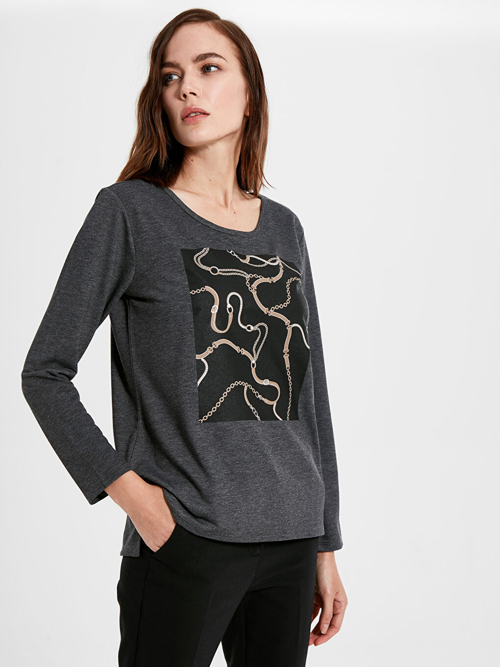 Woman ANTHRACITE T-Shirt-1