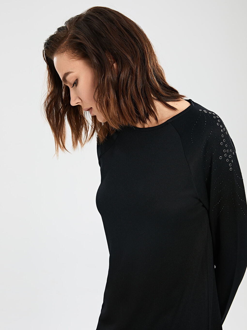 Siyah Standart Fit Uzun Kollu Kadın Elbise-2