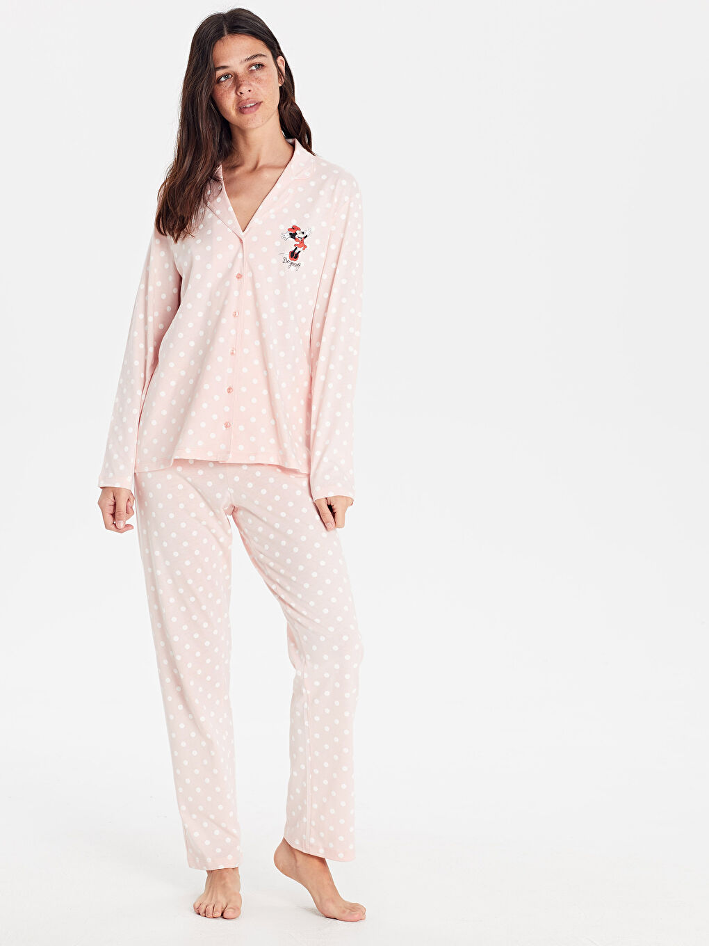 Açık Pembe Baskılı Pijama Takım-1