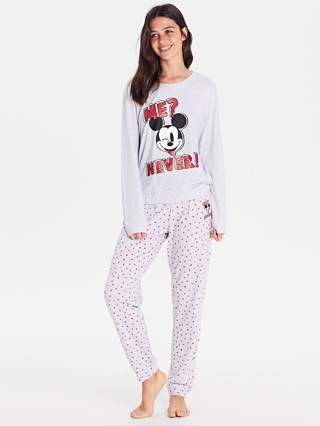 Gri Melanj Pijama Takım-1