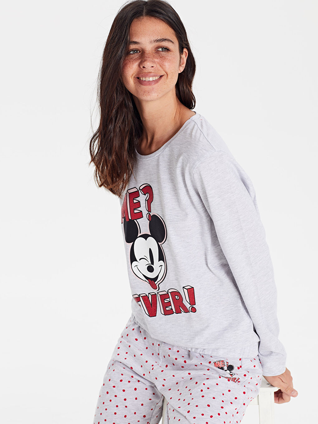 Gri Melanj Pijama Takım-2