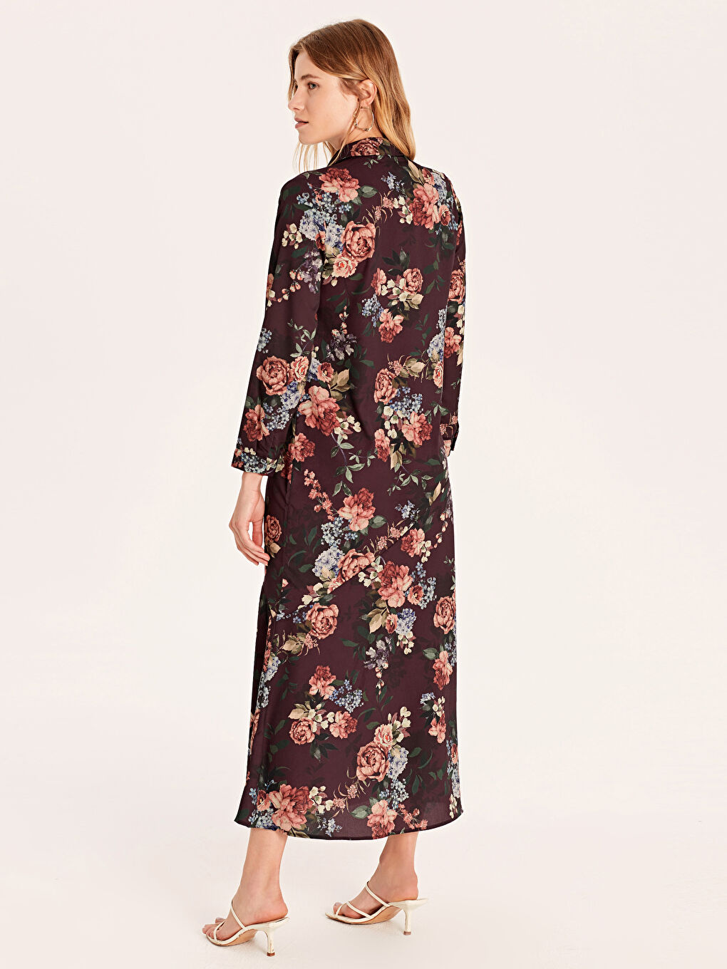 قميص فستان نسائي بكريب وكم طويل-2