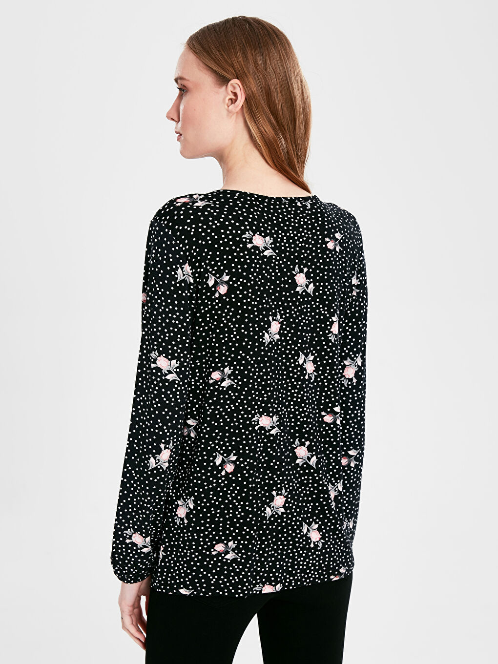 Siyah Uzun Kollu Kadın Tişört-3