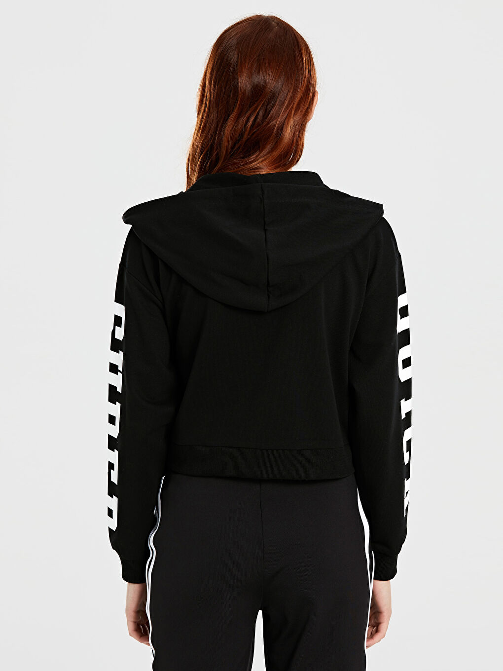 Жена Черно Суитшърт с цип-3