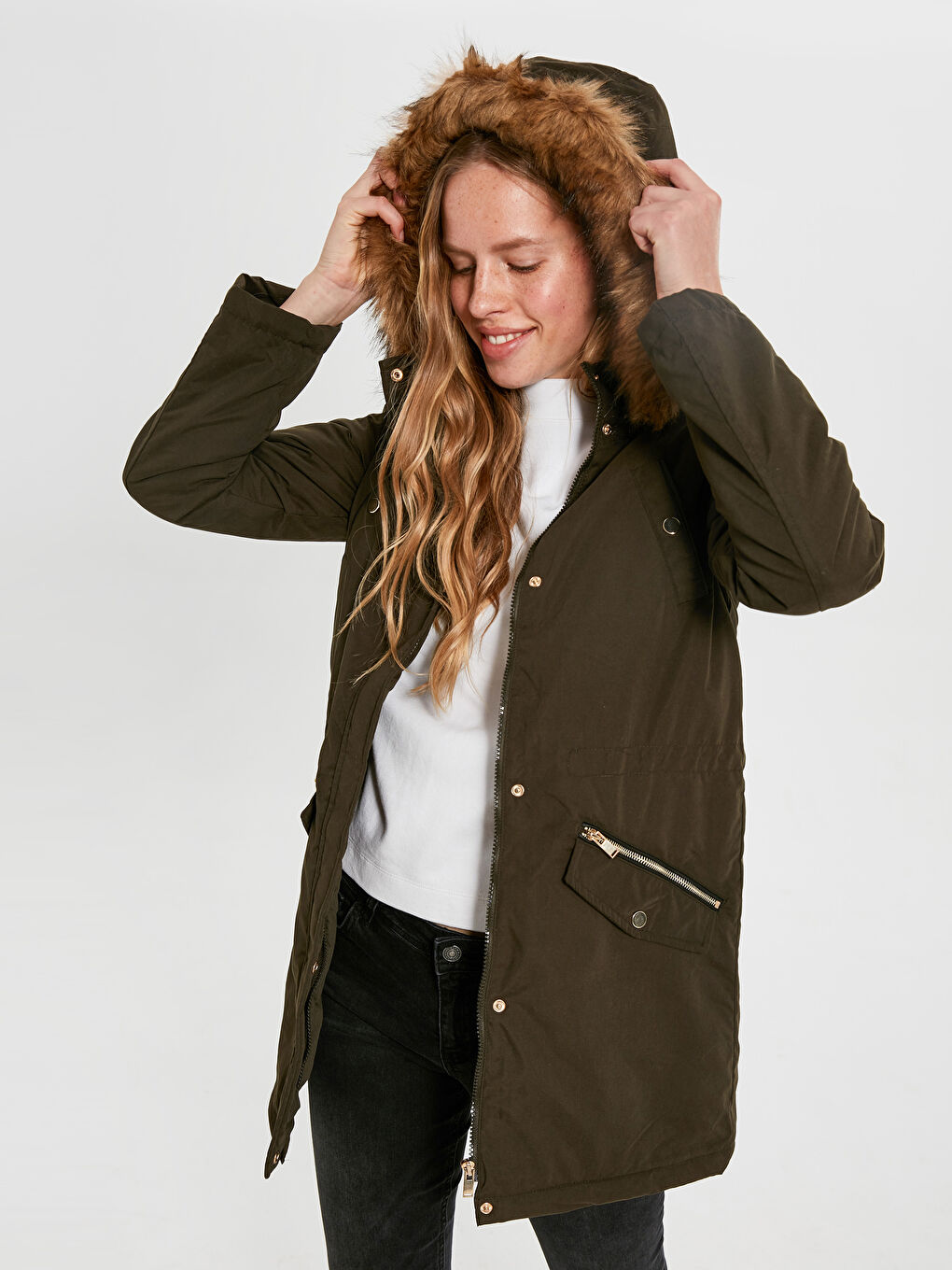 LCW Vision Frau KHAKI Parka-Mantel -9WP225Z8-CZE