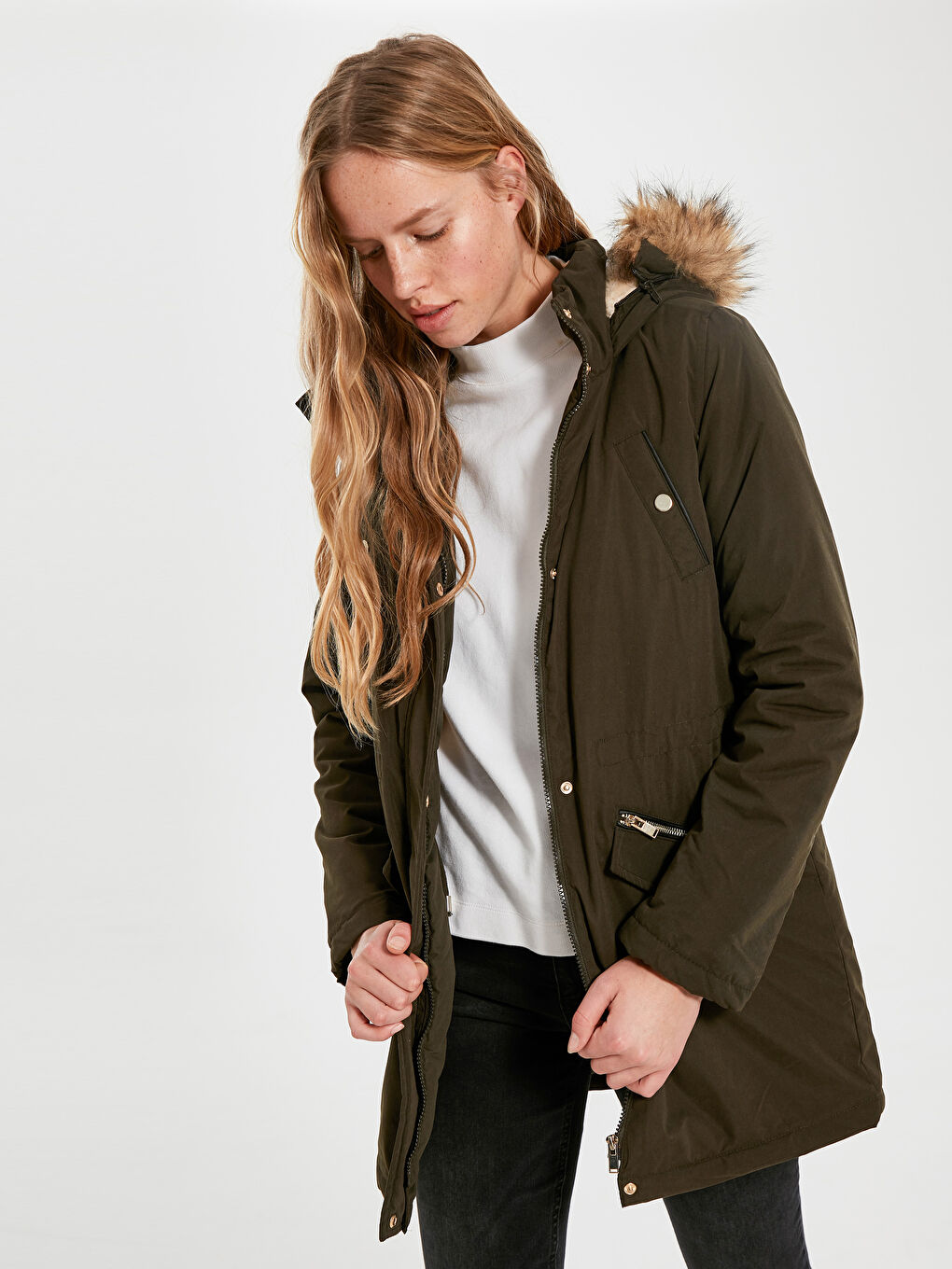 LCW Vision Frau KHAKI Parka-Mantel -9WP225Z8-CZE
