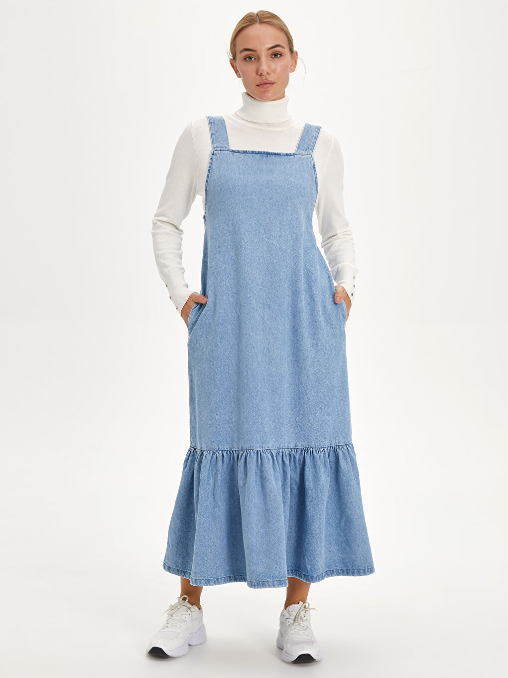 Orta İndigo Rodeo Jean Elbise