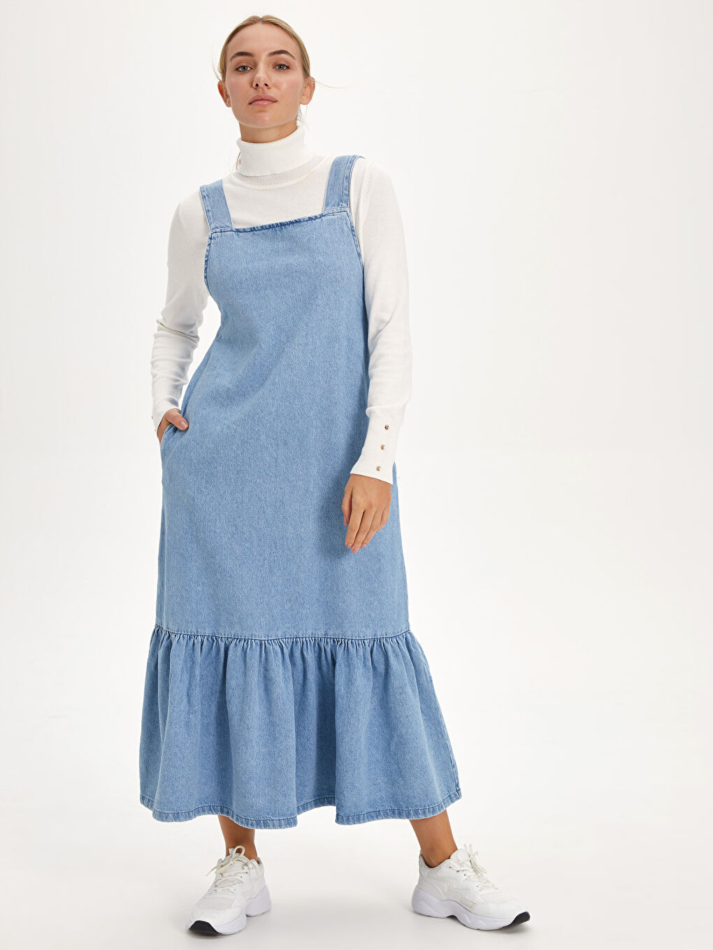 Orta İndigo Rodeo Jean Elbise-1