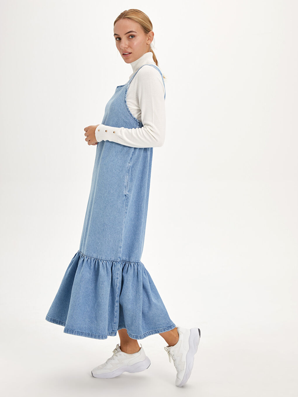 Orta İndigo Rodeo Jean Elbise-2