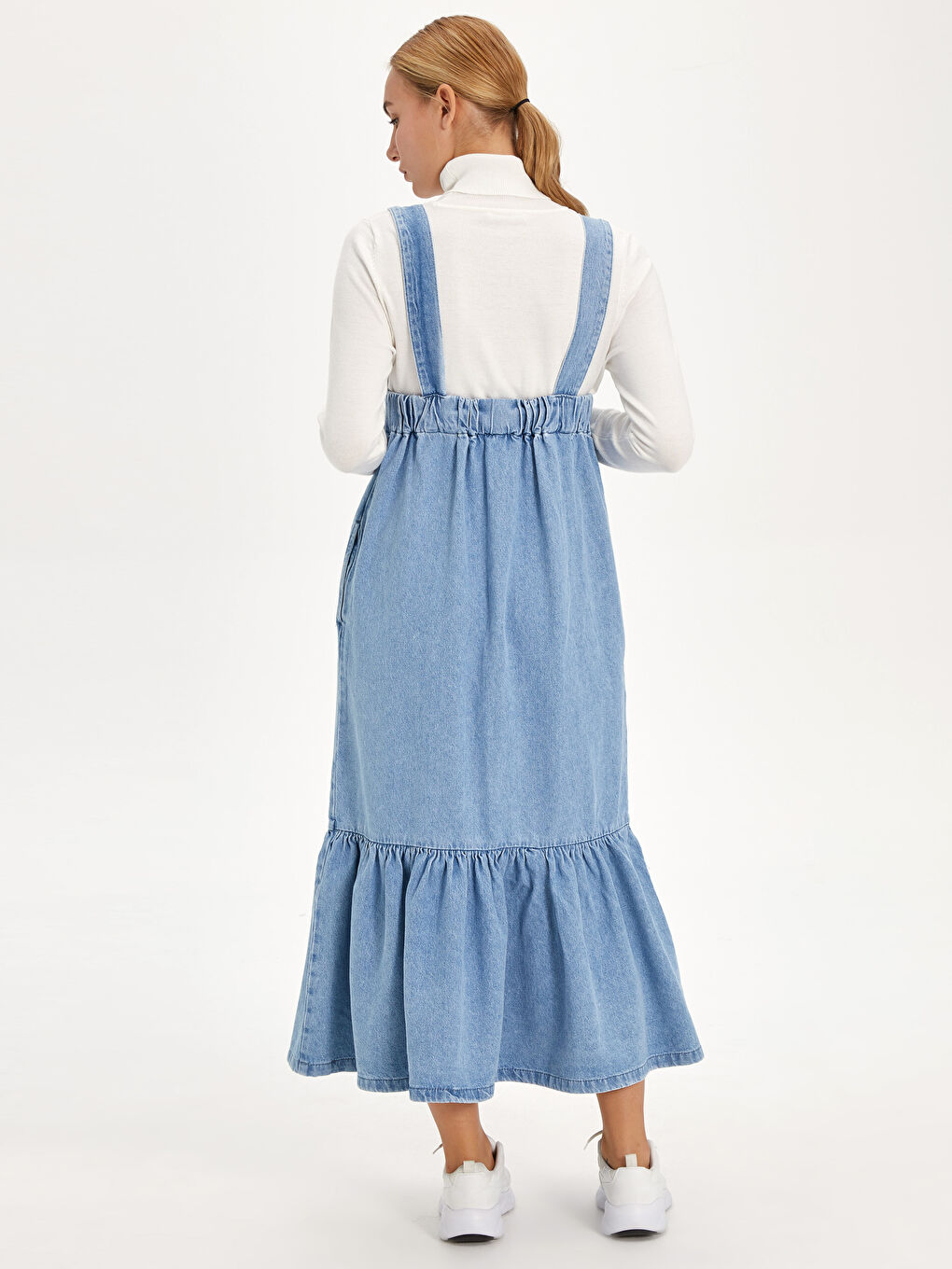 Orta İndigo Rodeo Jean Elbise-3