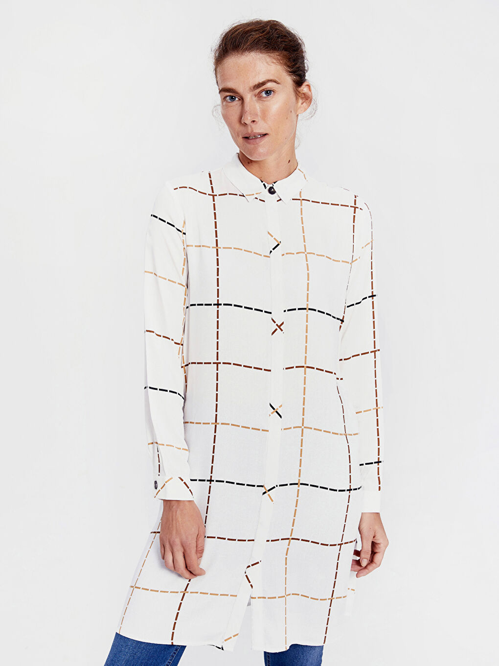 Tunique en Crêpe à Manches Longues pour Femmes