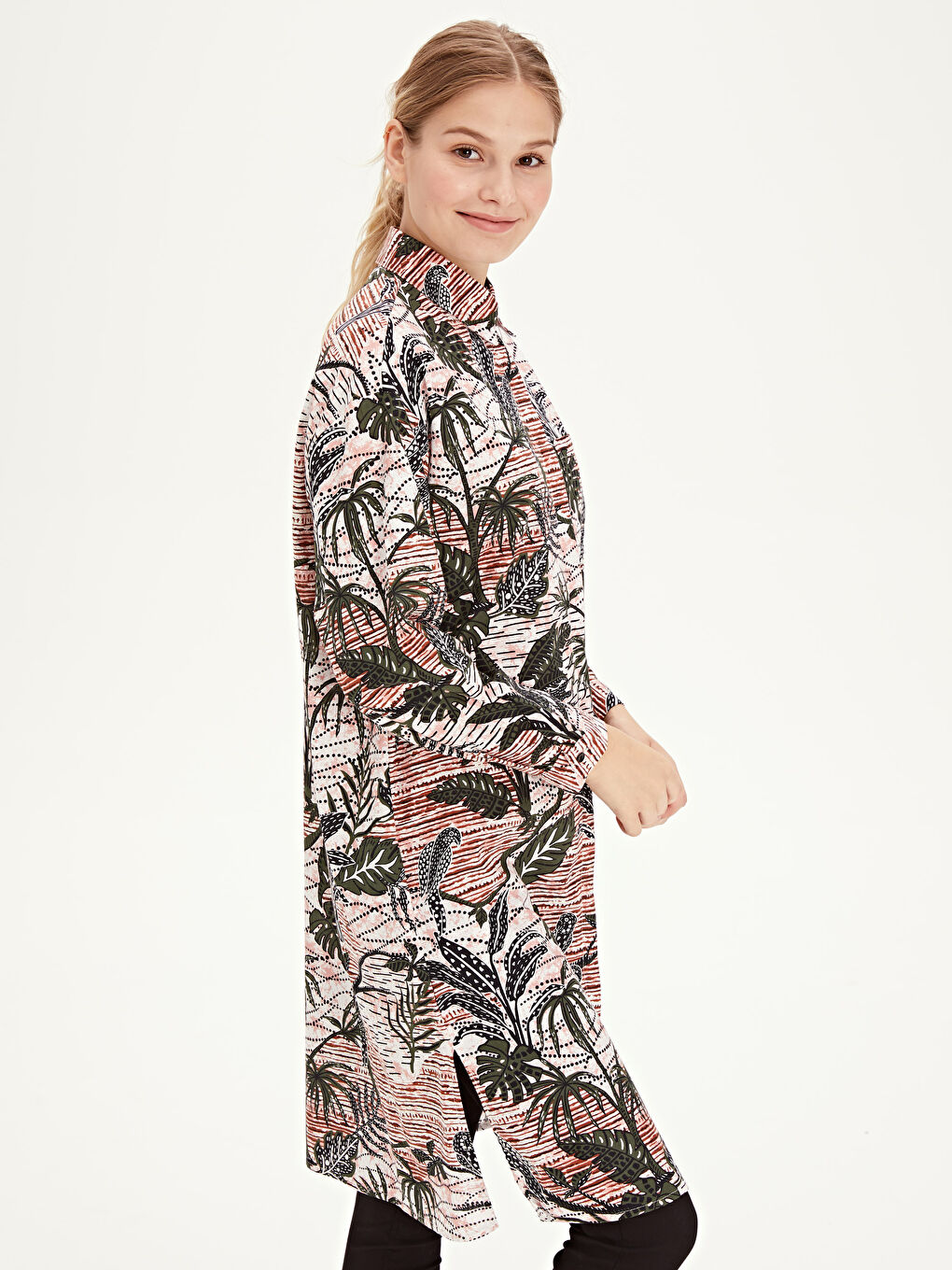 Bej Oversize Kadın Tunik-2