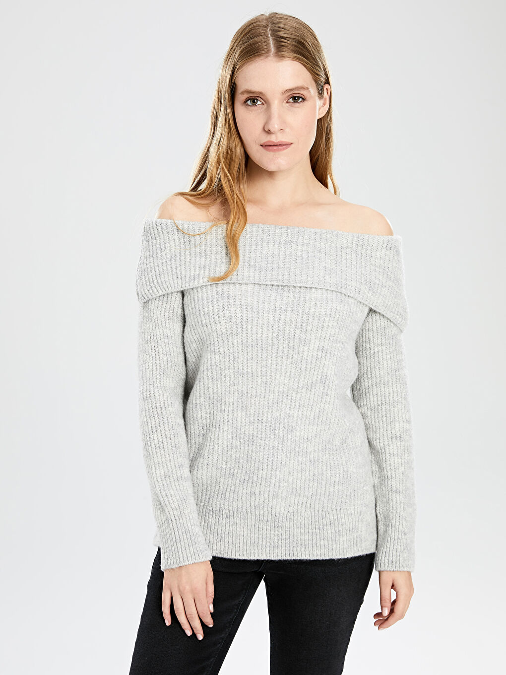 Boat Collar Long Sleeve Women's Sweater