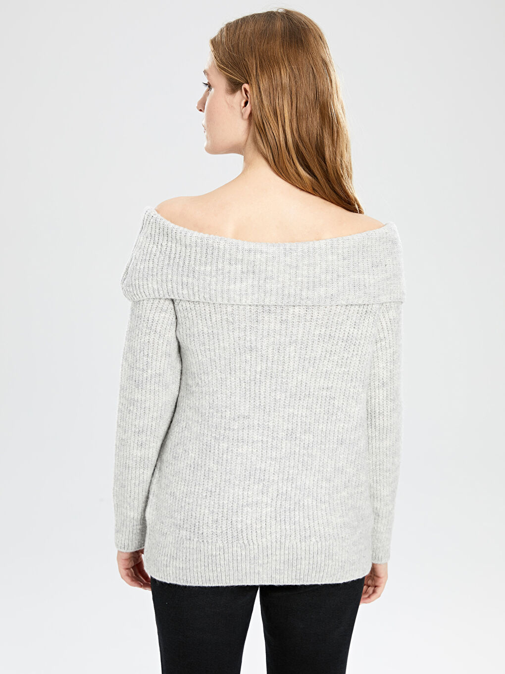 Boat Collar Long Sleeve Women's Sweater-3