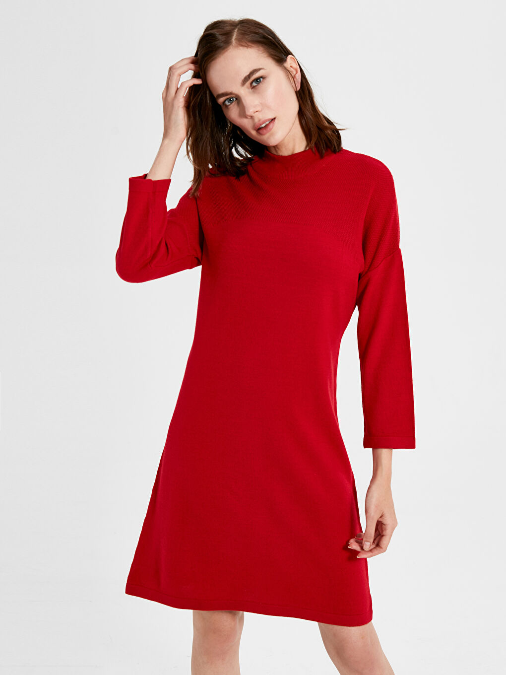 Stehkragen Langarm Kleid für Damen-1