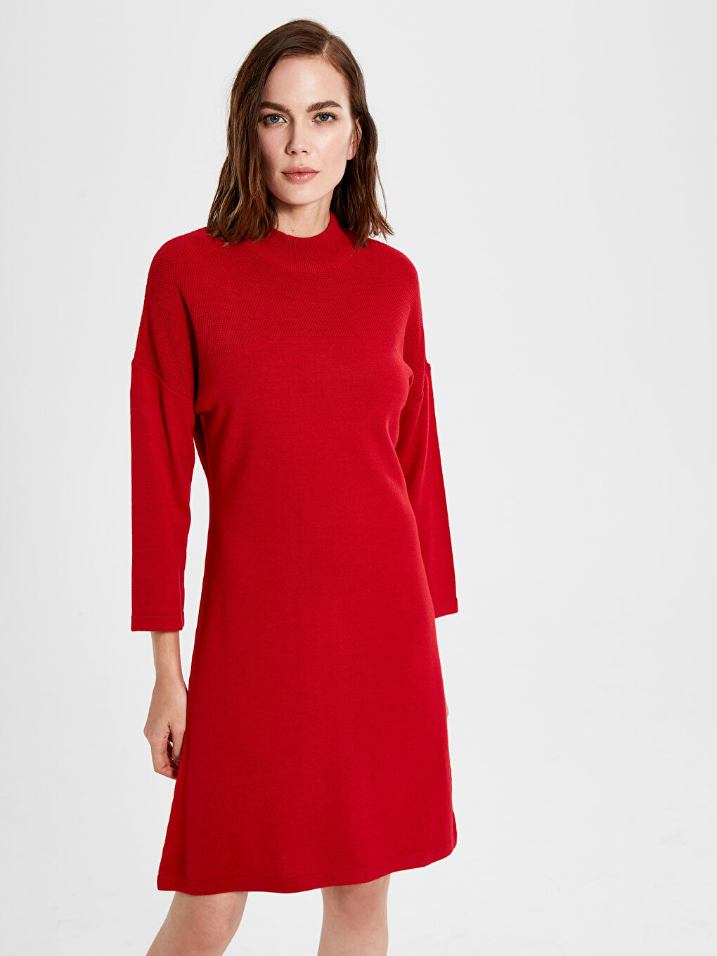 Stehkragen Langarm Kleid für Damen-2