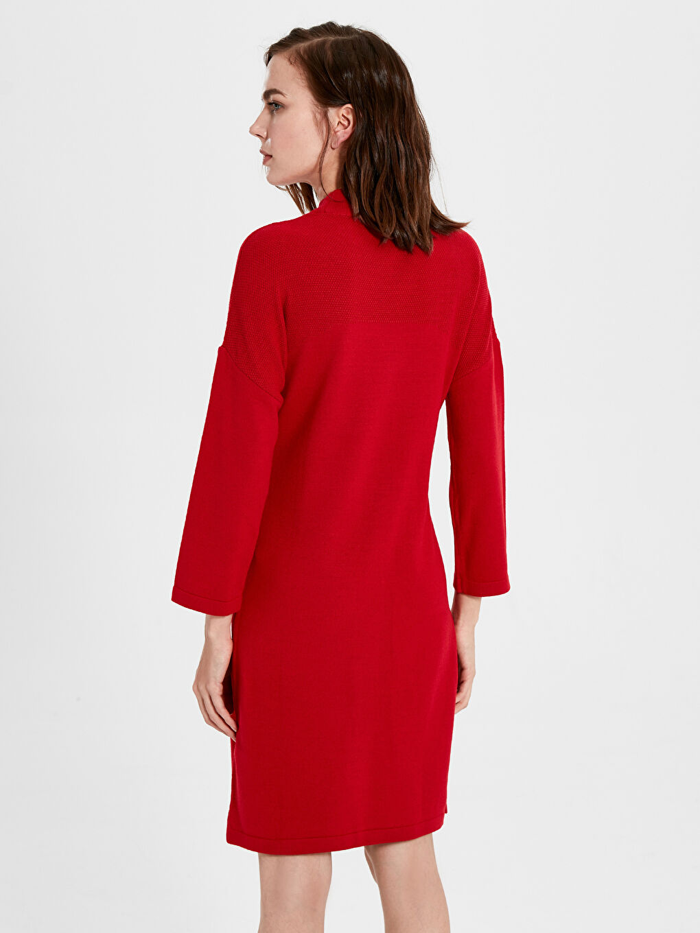 Stehkragen Langarm Kleid für Damen-3