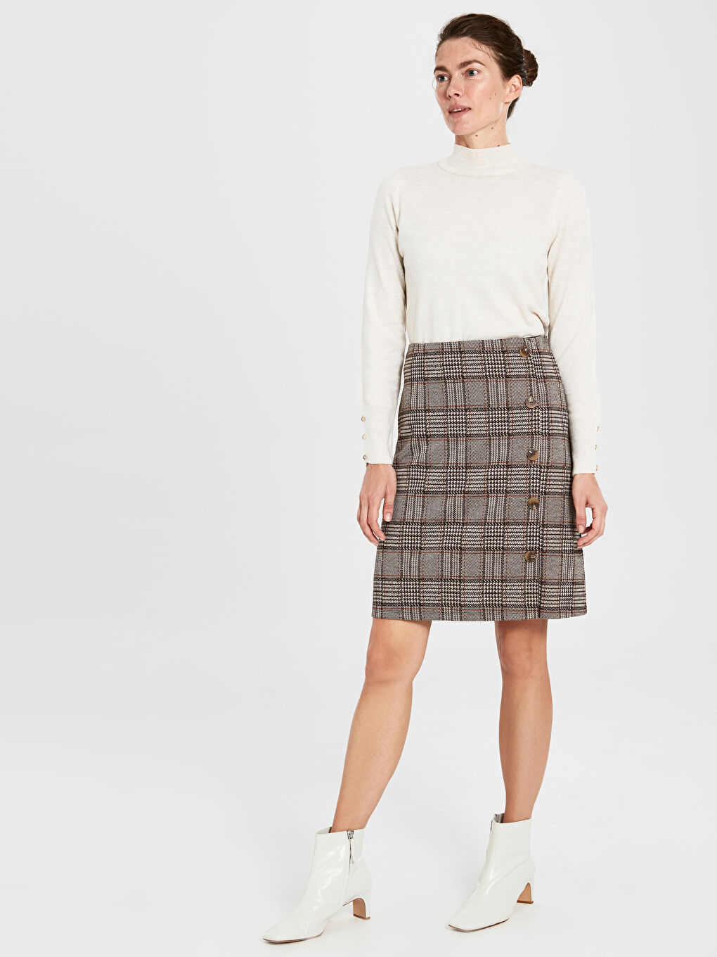 Kahverengi Standart Fit Kadın Etek