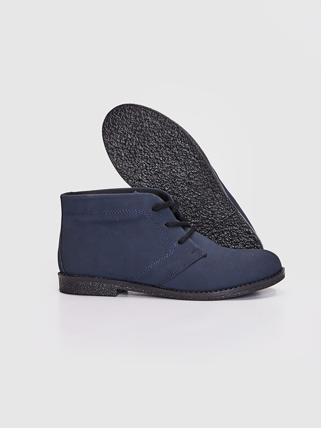 Lacivert Süet Görünümlü Bağcıklı Bilek Boy Kadın Bot-2