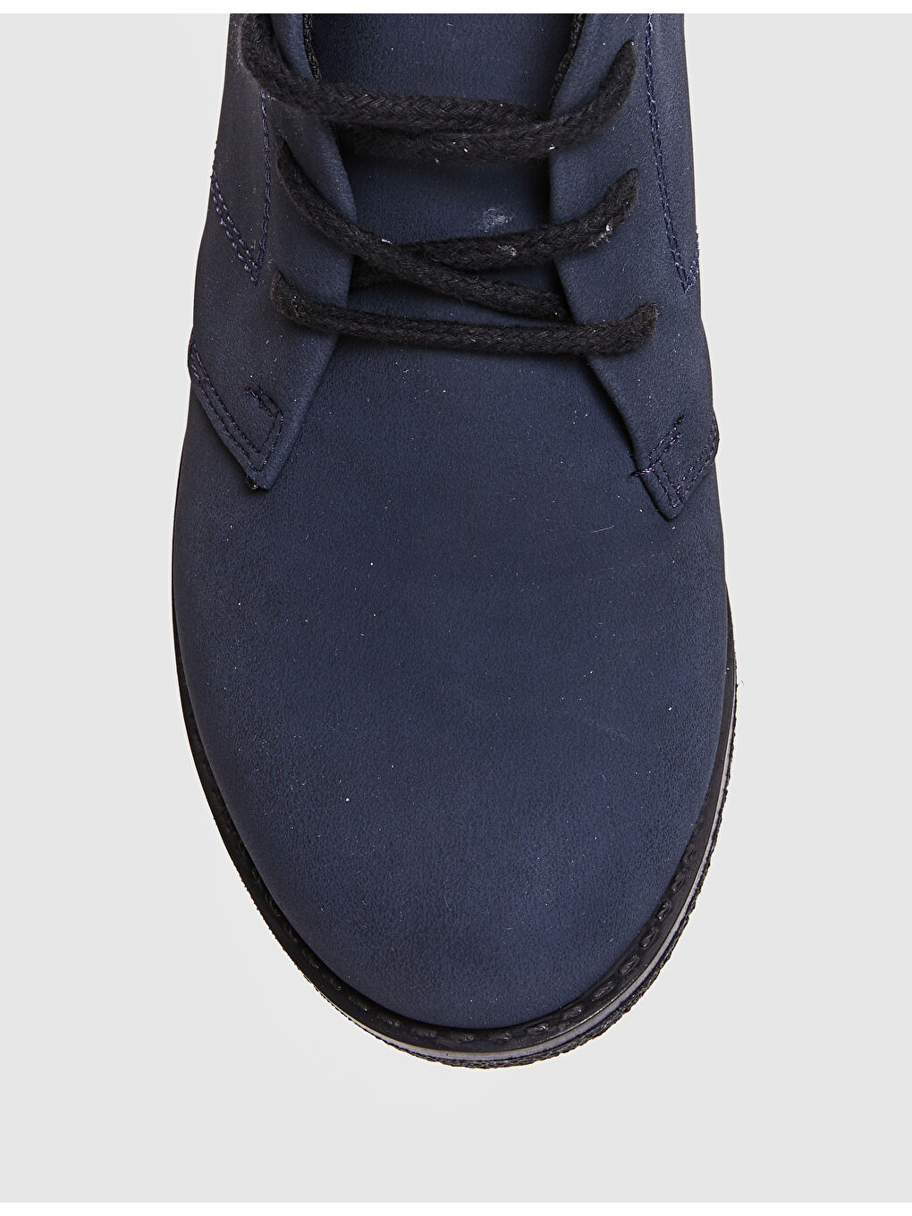 Lacivert Süet Görünümlü Bağcıklı Bilek Boy Kadın Bot-4