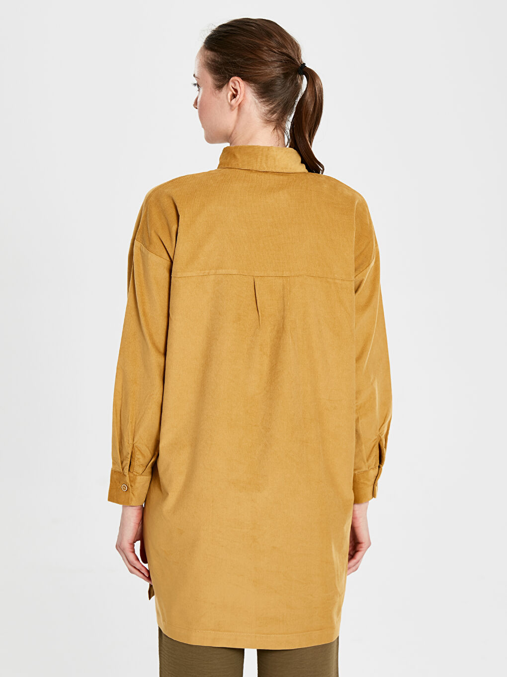 Detailed Collar Cotton Women's Long Sleeve Tunic-2