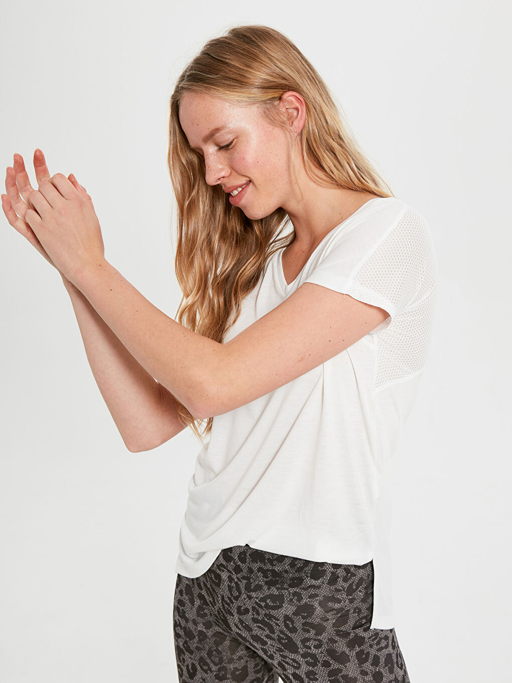 Woman ECRU Sports T-Shirt-1