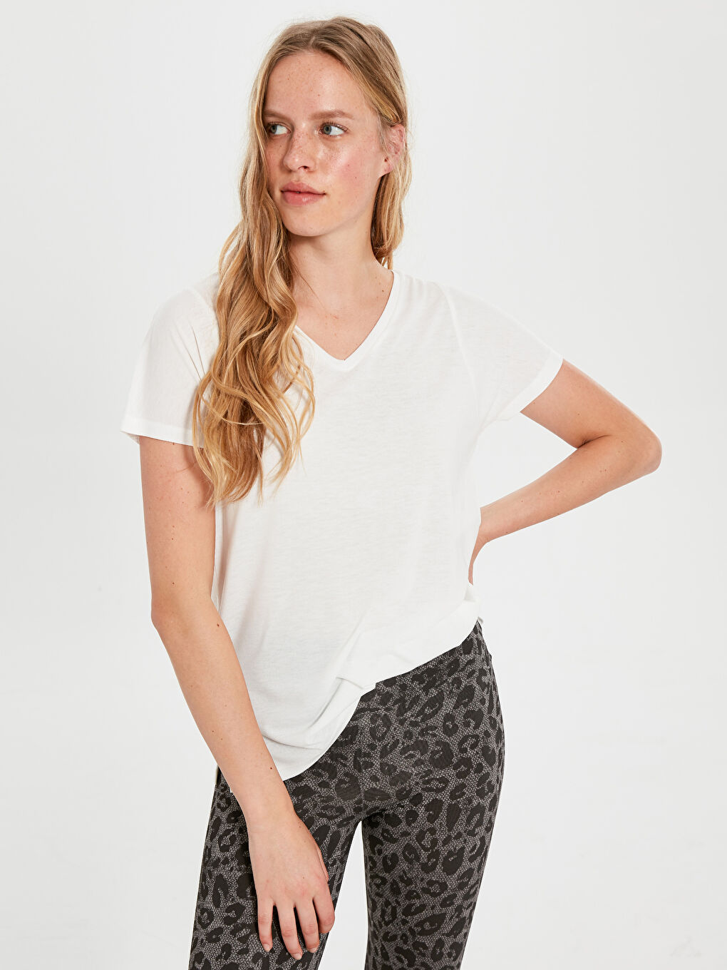 Woman ECRU Sports T-Shirt-2