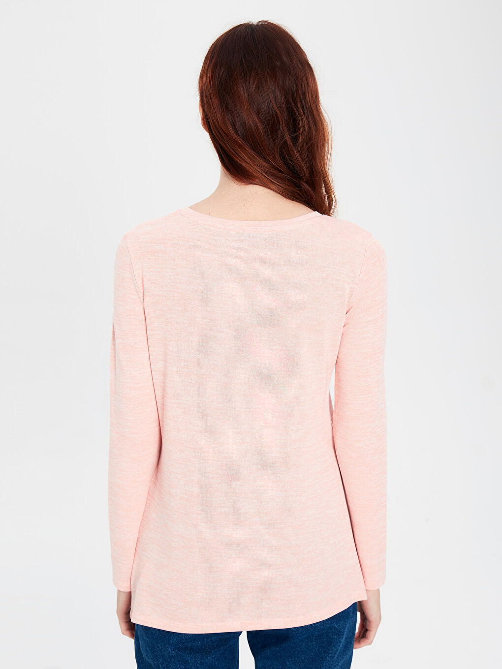 Әйелдерге арналған ұзын жең вискоза дөңгелек жағалы принтті футболка-2