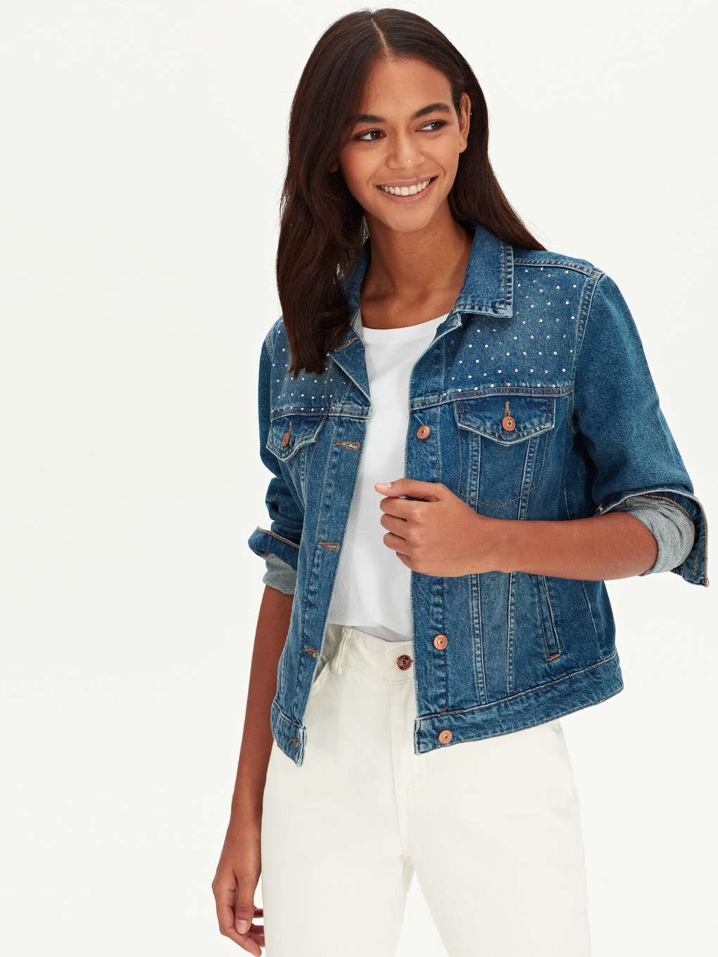 Orta İndigo Rodeo Jean Ceket-1