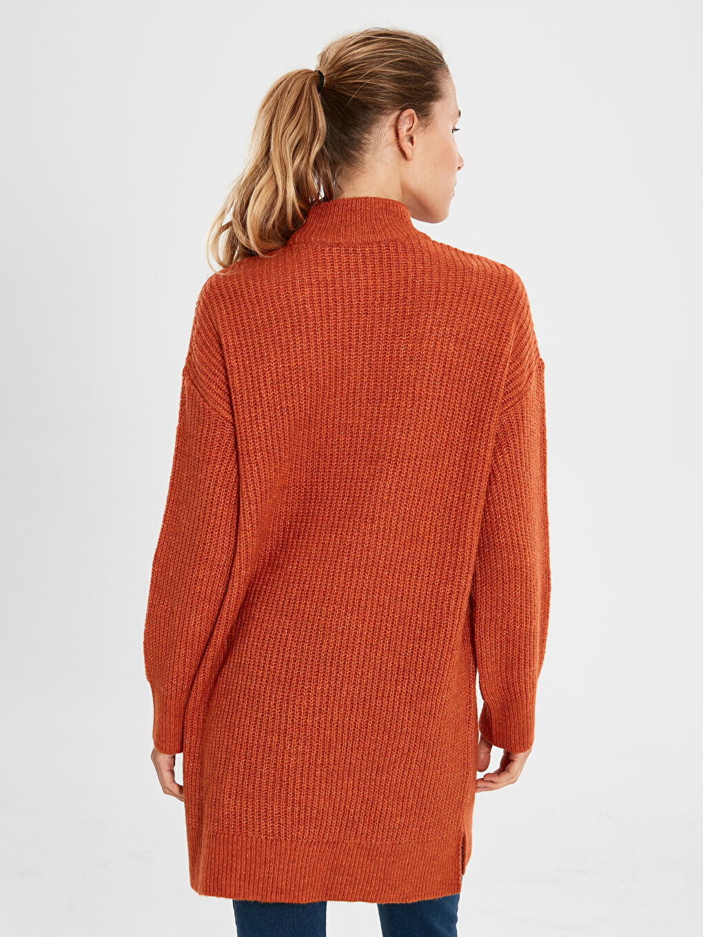Turuncu Dökümlü Yaka Kadın Tunik-3