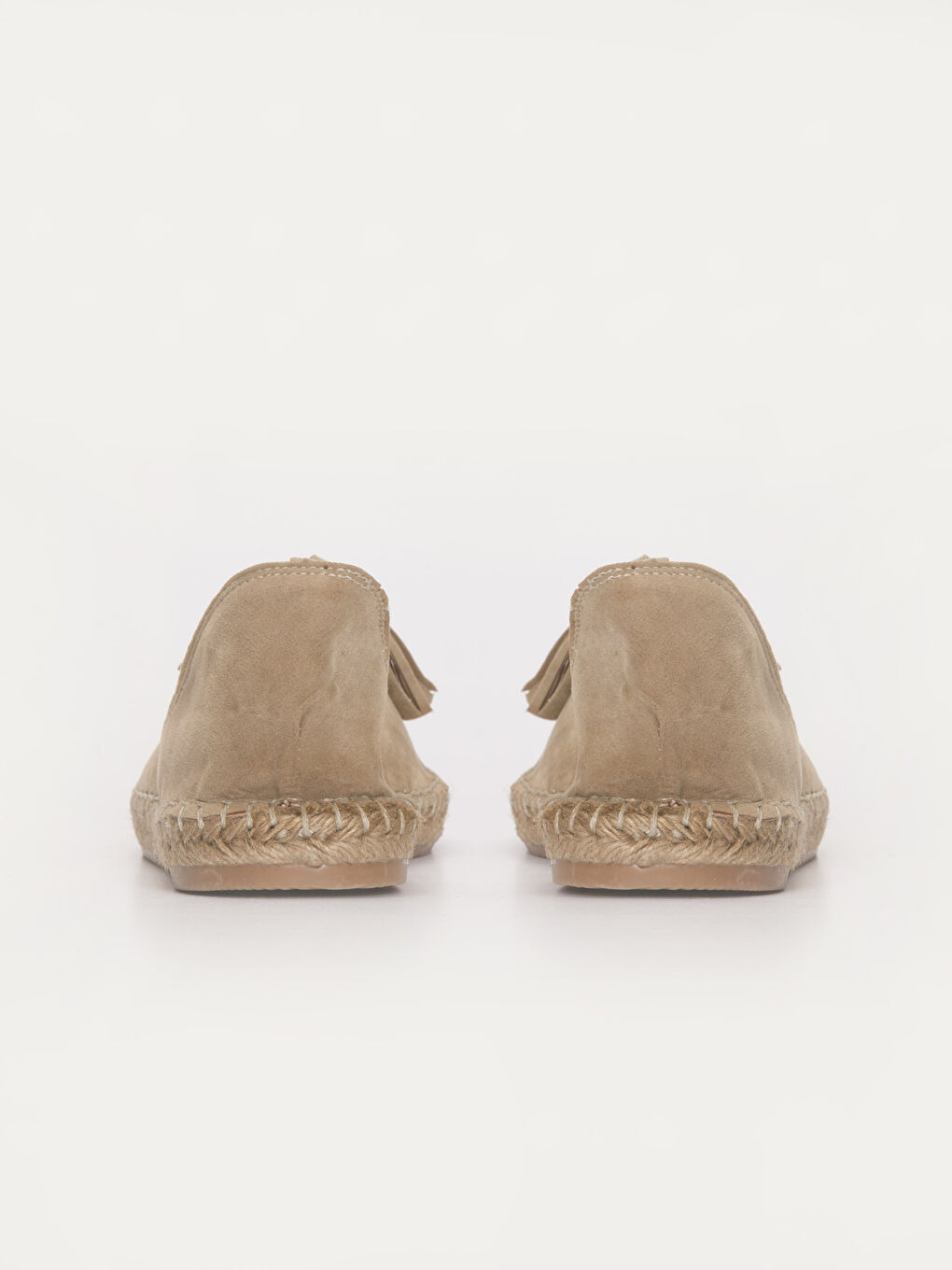 Bej Kadın Hakiki Deri Süet Deri Espadril Sandalet-3