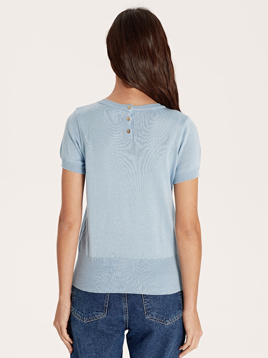 LCW Vision Short Sleeve Slim Women Knitwear Sweater -9WR332Z8-G4M