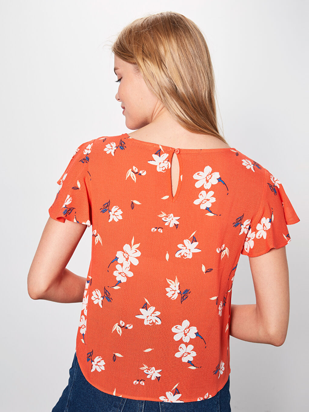 Crew Neck Short Sleeve Women's Blouse-2