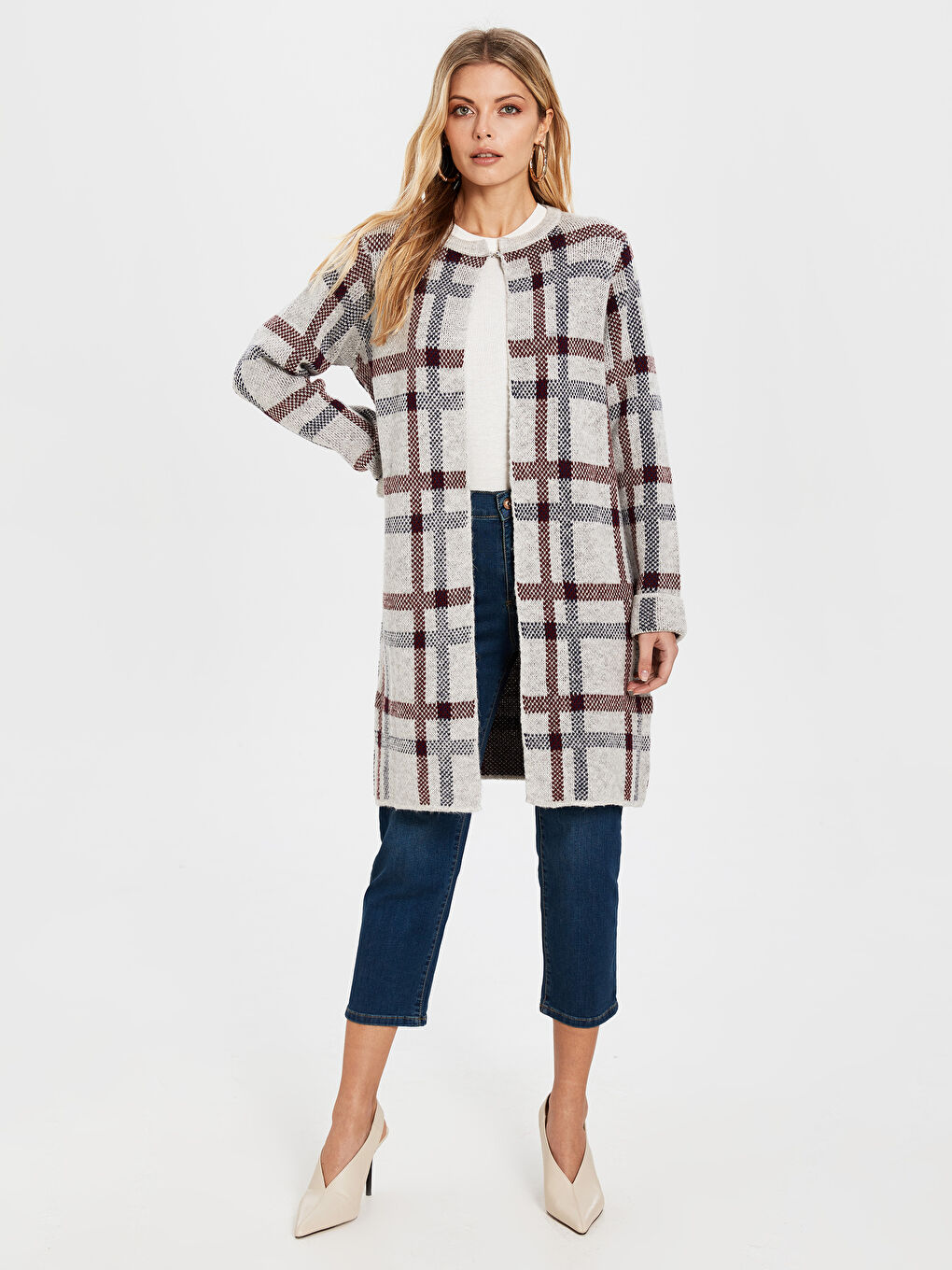 Gri Bisiklet Yaka Uzun Kollu Kadın Hırka-2